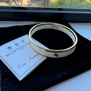 Halcyon Days Holiday Bows on ivory 18 ct gold Christmas bangle- Christmas Gift
